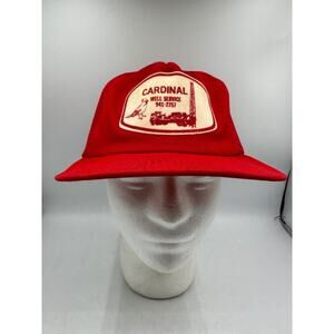 Vtg Cardinal Well Service Hat Snapback Made In USA Oil Gas Industry Red